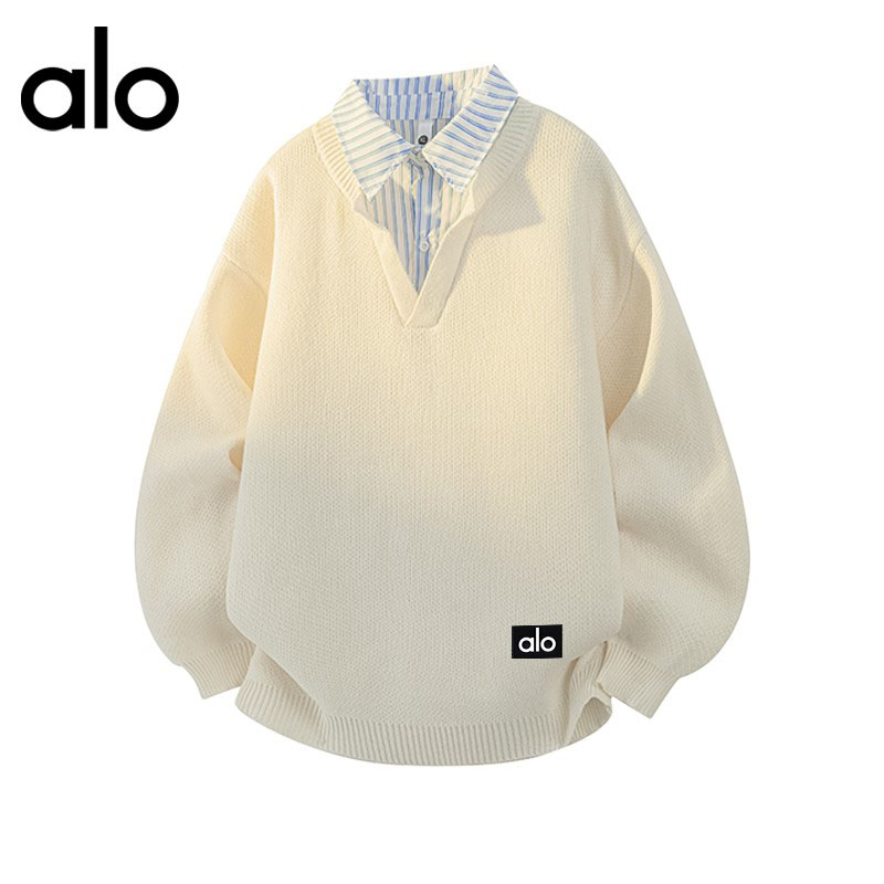 官方奥特莱斯】品牌折扣 秋季假两件衬衫领毛衣男休闲针织打底衫