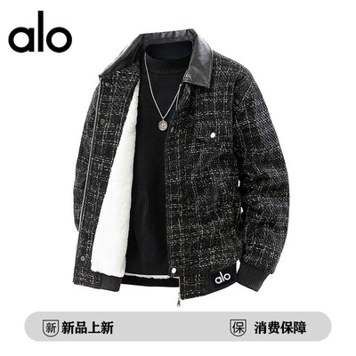 官方奥特莱斯】alo潮牌 美式棉衣巴恩风加绒千鸟格加厚棉服男外套