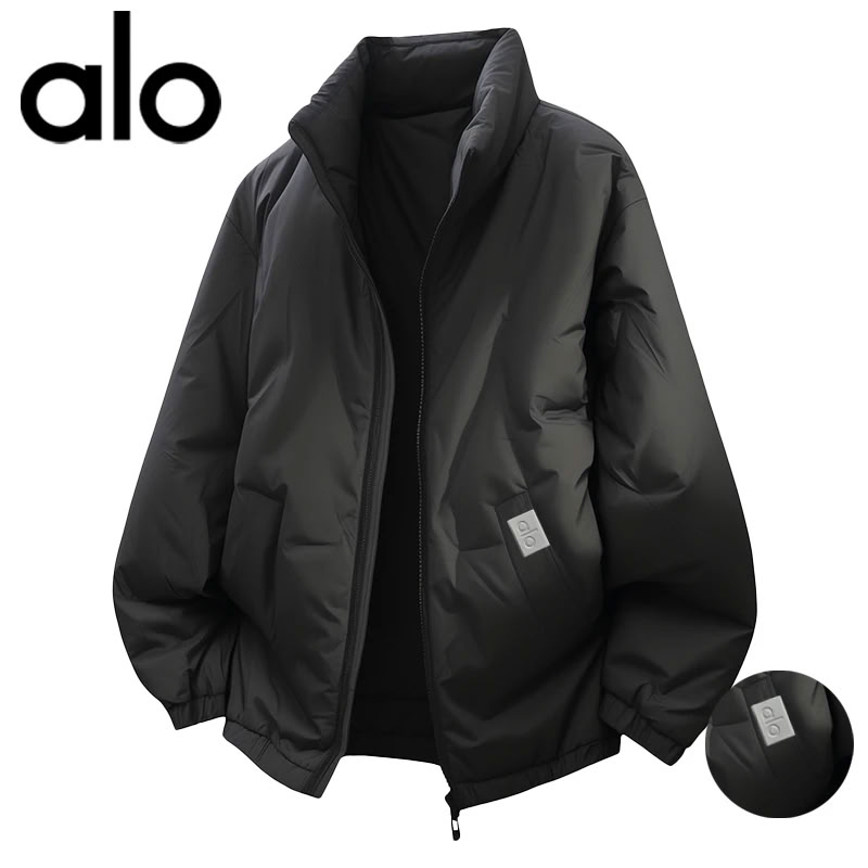 官方奥特莱斯】品牌折扣 美式宽松纯色加绒男立领冬季大码羽绒服