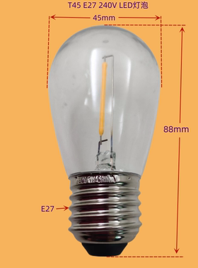 LED灯泡T45 大螺口家用节能灯超亮暖光光源球泡护眼玻璃吊灯灯泡