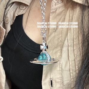 超冰透！SHANCAI |爆款立体土星orb项链大号中号叠戴锁骨链毛衣链