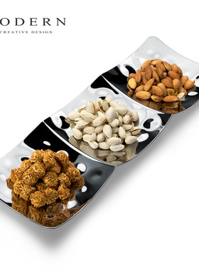 摩登MODERN欧式餐桌水果盘创意轻奢小吃碟糖果干果坚果分格托盘