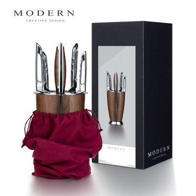 摩登MODERN轻奢刀具6件套装刀架不锈钢厨房组合菜刀家用乔迁礼品