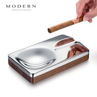 摩登MODERN轻奢不锈钢北美黑胡桃木专用雪茄烟灰缸男商务雅礼定制