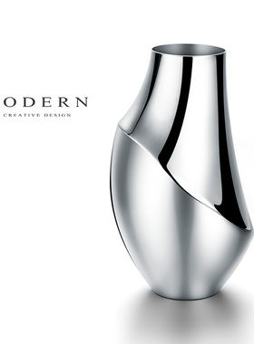 摩登MODERN北欧简约不锈钢花瓶轻奢样板房软装饰客厅摆件插花花器