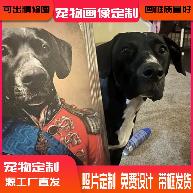 萌宠入油画宠物画像定制狗狗肖像画装饰挂画创意礼物照片猫咪油画图片