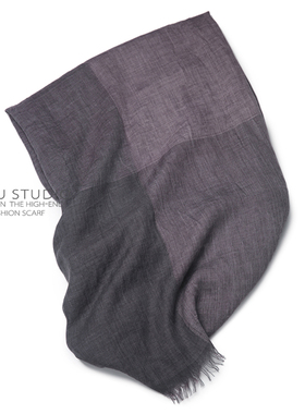 DA牌配色！篙端出品原创定制灰紫色脏染亚麻棉围巾大尺寸秋冬男女