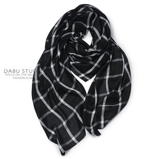 福利好货新疆长绒棉柔软保暖黑白经典格子中性款纯棉围巾秋冬方巾