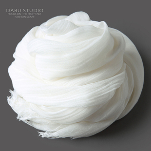 奢侈品级!环保新材质天丝棉围巾大披巾本白黑色纯色四季自然肌理