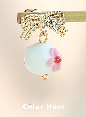 中国美院设计师原创琉璃耳环！ColorHunt小众粉白蝴蝶结今年新款