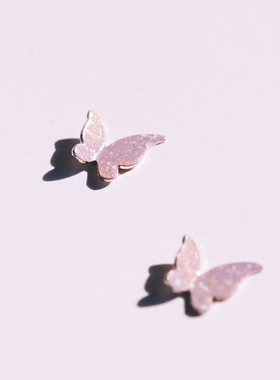 美院原创设计！蝴蝶紫色耳钉茶系今年新款独特的耳环油画秋天饰品