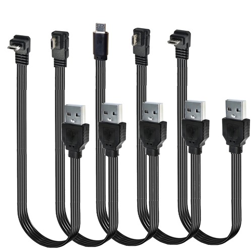 弯头扁平上下左右弯MicroUSB数据线双弯头安卓口手机设备通用直角充电短线