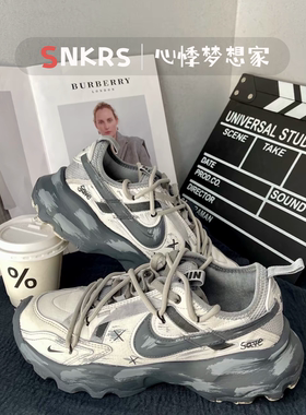 耐克球鞋定制 Nike TC 7900 灰色地带涂鸦手绘废土低帮生活休闲鞋