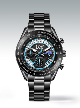 LEE旗舰店手表男士多功能三眼潮流防水石英表钢带商务手表M470