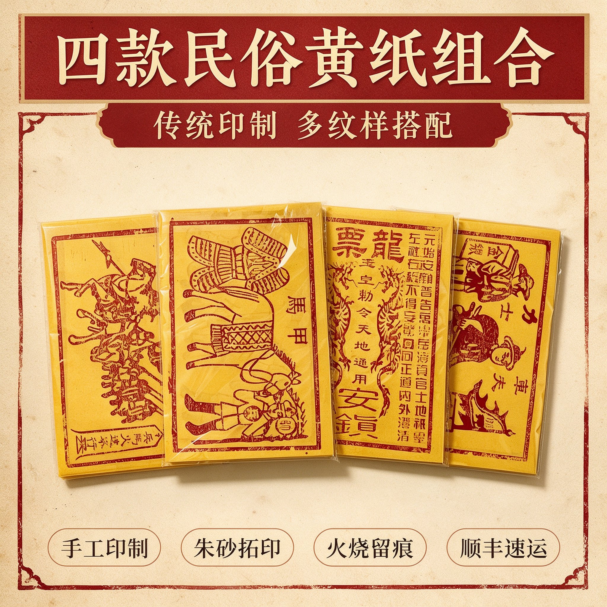 将军兵马金甲马龙手工黄裱祭扫
