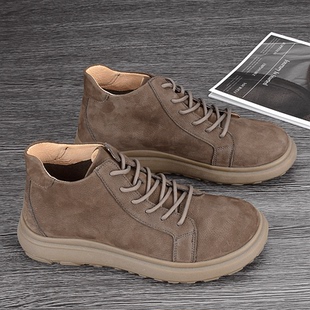 男靴防滑软皮高帮鞋 英伦复古工装 真皮头层牛皮马丁靴男款 秋冬新款