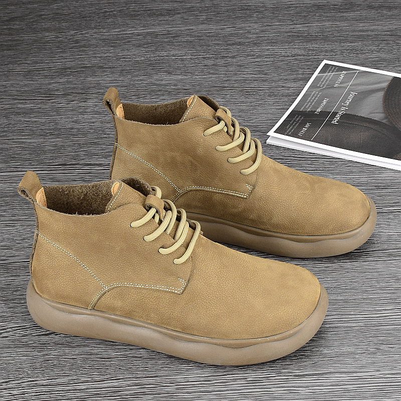 真皮马丁靴男纯牛皮2025新款秋冬英伦宽脚中帮男靴子软皮高帮皮鞋