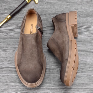 春夏透气外贸男鞋真皮软皮软底休闲皮鞋拉链英伦复古经典男士单鞋