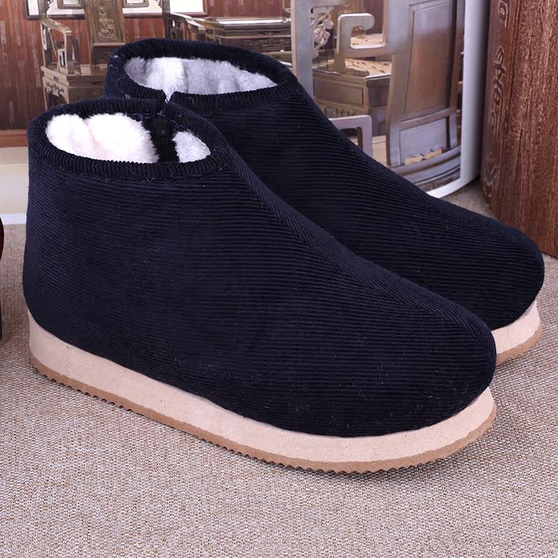 居家中老年手工加厚绒防滑保暖鞋