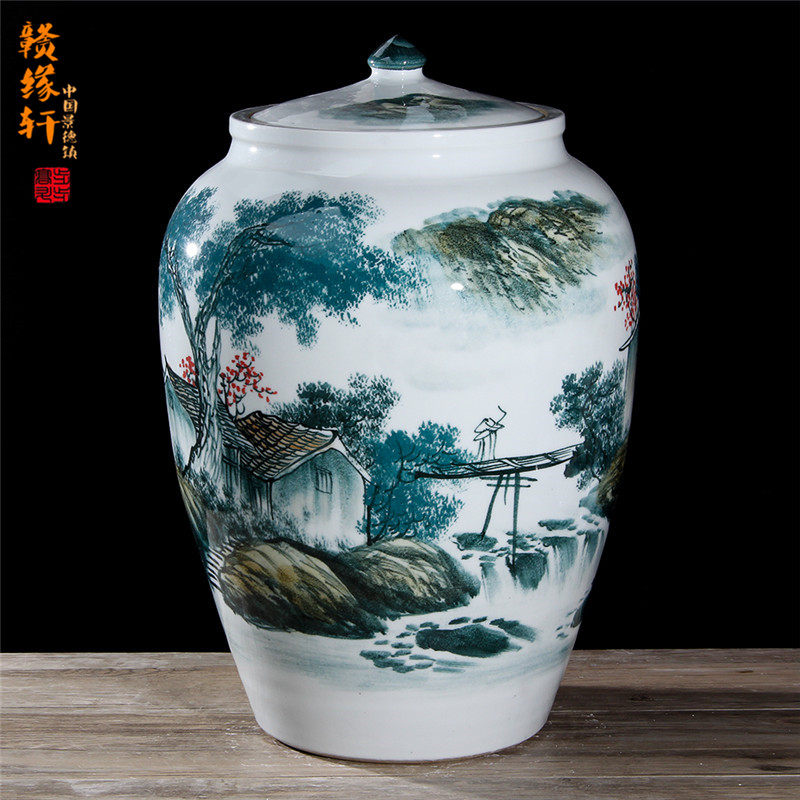 正品 景德镇韵光小村陶瓷米缸油缸50斤100装带盖水缸米桶泡菜缸在类目 厨房/烹饪用具, 厨用小工具/厨房储物, 储物瓶罐/厨房储物器皿, 米桶/米缸中 - 来自Buy2taobao.com提供专业的淘宝代购服务