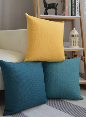 北欧纯色藤编纹亚麻抱枕靠垫简约沙发大靠枕头套正方形不含芯订做