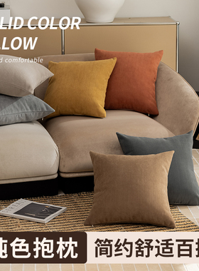 2025新款雪尼尔咖棕抱枕套方形大号靠垫床头靠枕腰靠沙发靠背定制