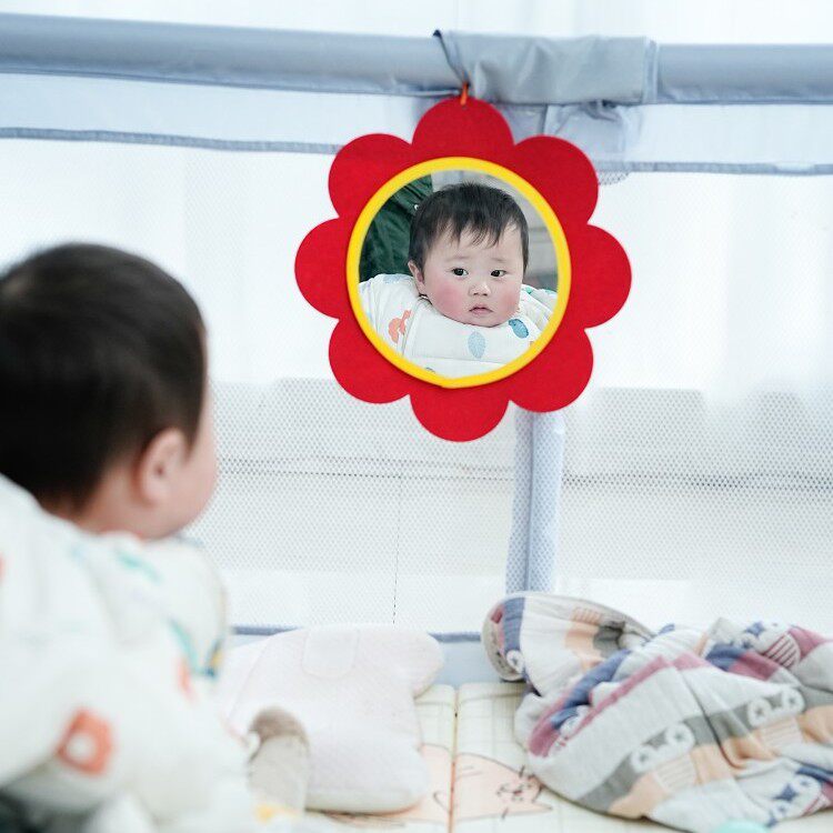 太阳花婴儿镜子可移动手拿摔不破