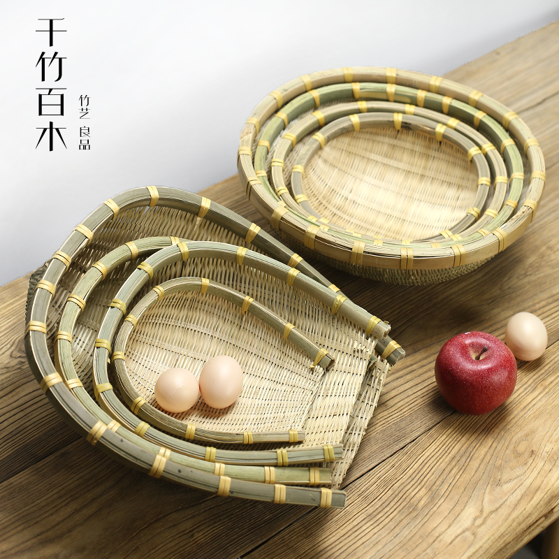 竹青丝簸箕精编圆簸箕特色洗菜篮