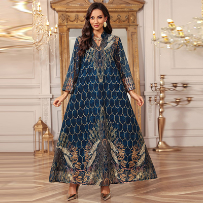 民族服绣花印花连衣裙优雅风长袍