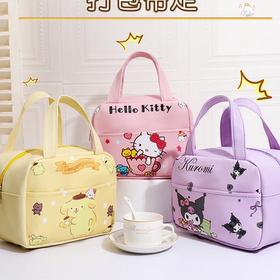 新款PU保温儿童手提保温袋学生带饭便当包饭盒袋铝箔保暖加厚防水