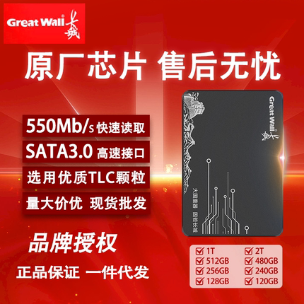 长城固态硬盘256G 台式机笔记本通用2.5寸sata128g512g固态硬盘