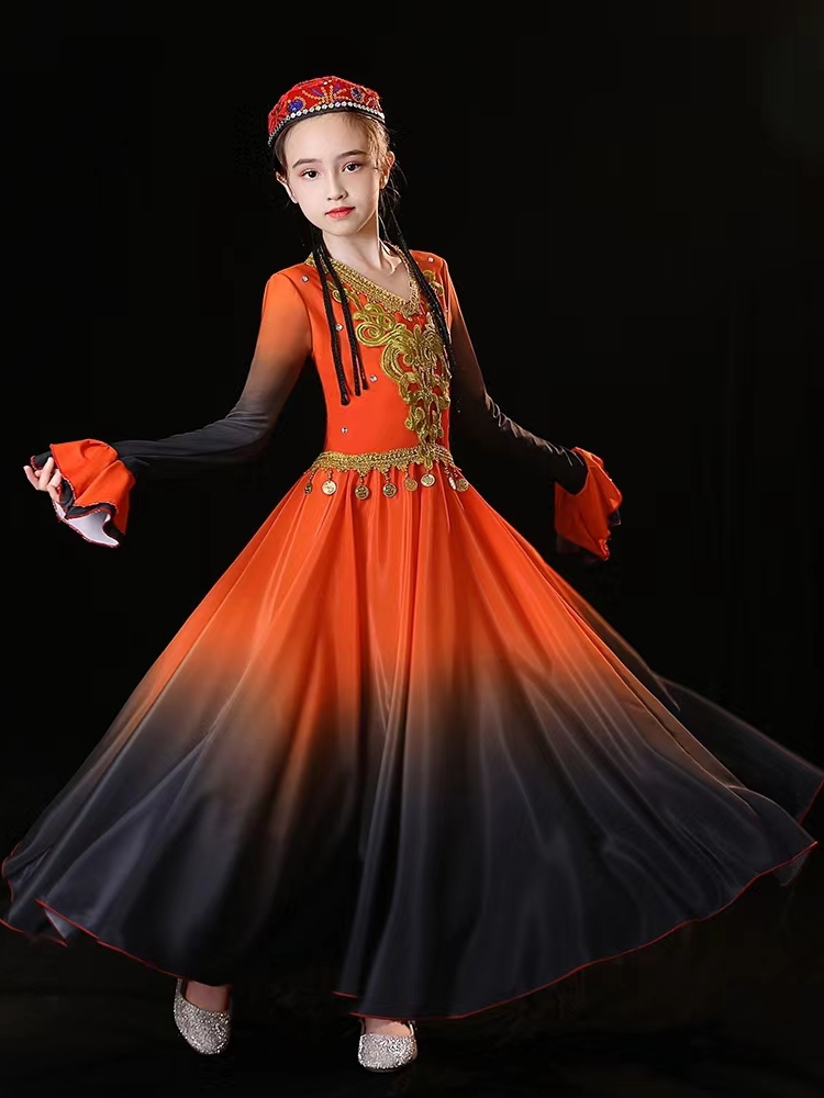 新款儿童新疆舞蹈服装少儿维族表演服民族演出服饰男女童维吾尔族