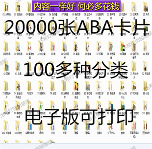 早教认知教具电子版自闭症aba干预卡片语言智力康复家庭训练教材