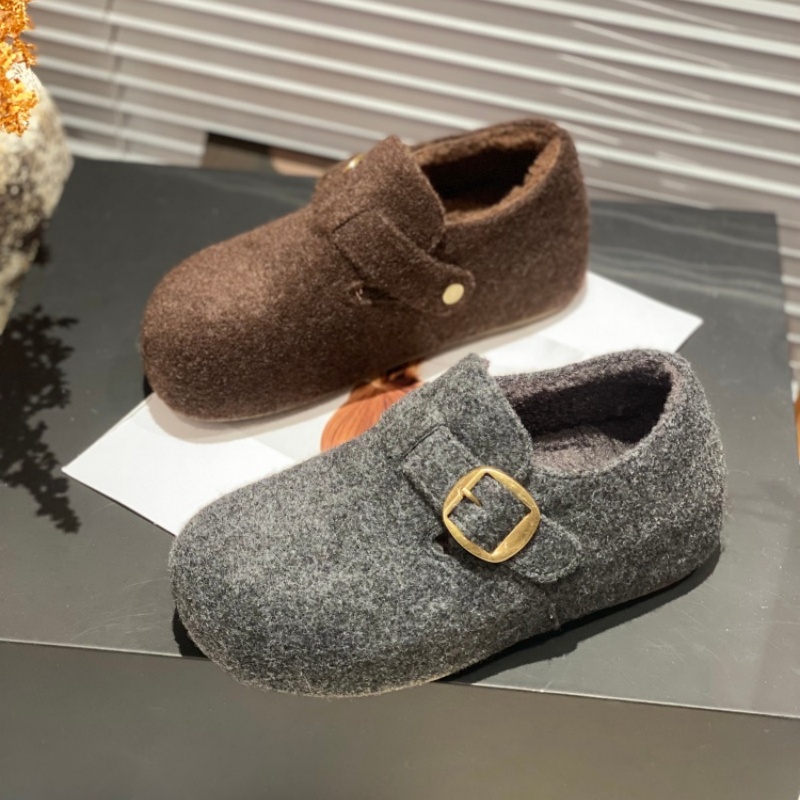 反绒皮勃肯鞋女2025冬季新款增高厚底加绒保暖舒适百搭休闲毛毛鞋