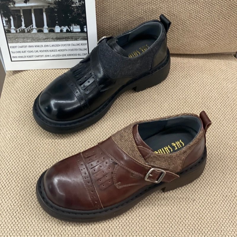 2026春季新款韩版复古拼接深口单鞋女中跟皮带扣乐福鞋百搭舒适女,女鞋,深口单鞋,淘宝优惠券,粉丝福利购,淘宝优惠卷