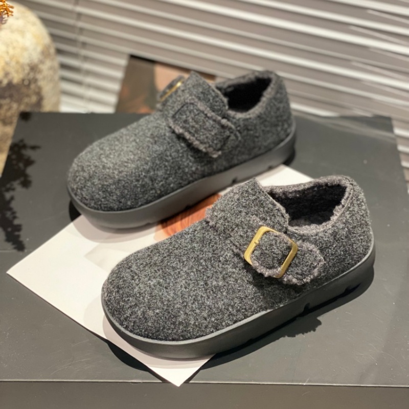 复古毛绒勃肯鞋女2025冬季新款加绒魔术贴一脚蹬休闲鞋舒适保暖女