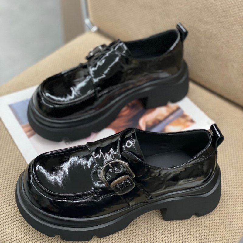 2026春季爆款韩版厚底乐福鞋女漆皮皮带扣深口单鞋学院风百搭粗跟,女鞋,深口单鞋,淘宝优惠券,粉丝福利购,淘宝优惠卷