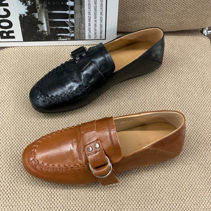 2026春季爆款英伦风真皮乐福鞋女皮带扣一脚蹬懒人鞋深口单鞋通勤,女鞋,深口单鞋,淘宝优惠券,粉丝福利购,淘宝优惠卷