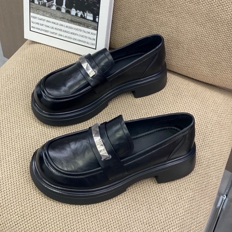 韩版厚底乐福鞋女2026春季一脚蹬懒人圆头粗跟深口单鞋百搭中跟女,女鞋,深口单鞋,淘宝优惠券,粉丝福利购,淘宝优惠卷