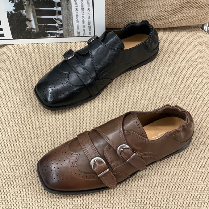 2026春季爆款英伦风布洛克单鞋女深口双扣带雕花小皮鞋中跟尖头女,女鞋,深口单鞋,淘宝优惠券,粉丝福利购,淘宝优惠卷