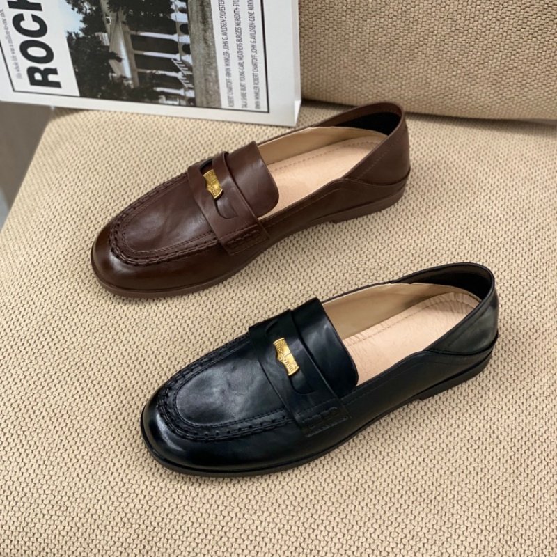 2026春季新款英伦风金属扣韩版乐福鞋女深口单鞋一脚蹬中跟小皮鞋,女鞋,深口单鞋,淘宝优惠券,粉丝福利购,淘宝优惠卷