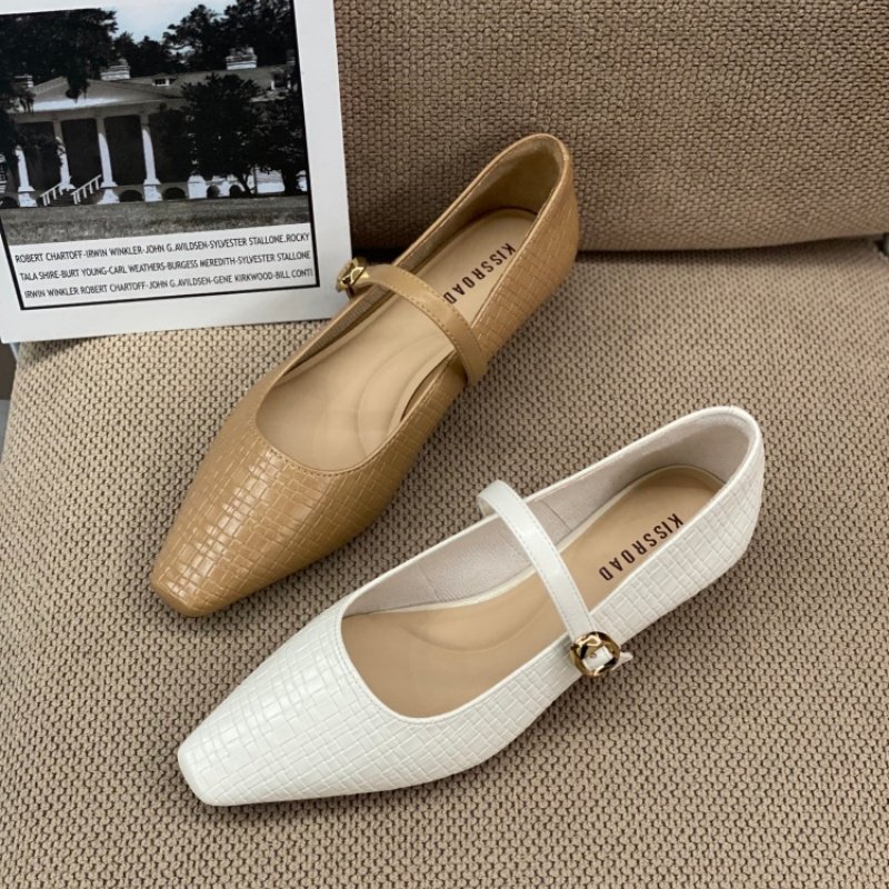 2026春季爆款法式复古玛丽珍鞋女粗跟浅口尖头温柔风单鞋平底鞋女,女鞋,玛丽珍鞋,淘宝优惠券,粉丝福利购,淘宝优惠卷