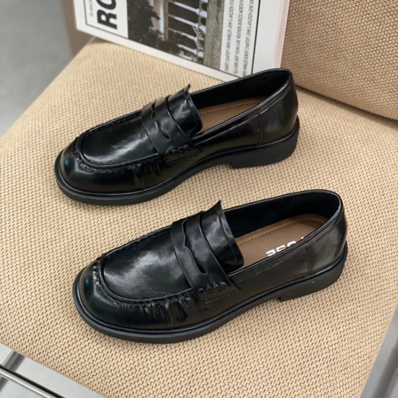 英伦风乐福鞋女2026春季黑色深口单鞋韩版百搭一脚蹬舒适小皮鞋女,女鞋,深口单鞋,淘宝优惠券,粉丝福利购,淘宝优惠卷