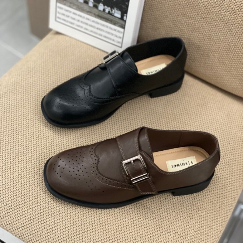 2026春季爆款英伦风布洛克乐福鞋女深口单鞋中跟皮带扣百搭小皮鞋,女鞋,深口单鞋,淘宝优惠券,粉丝福利购,淘宝优惠卷