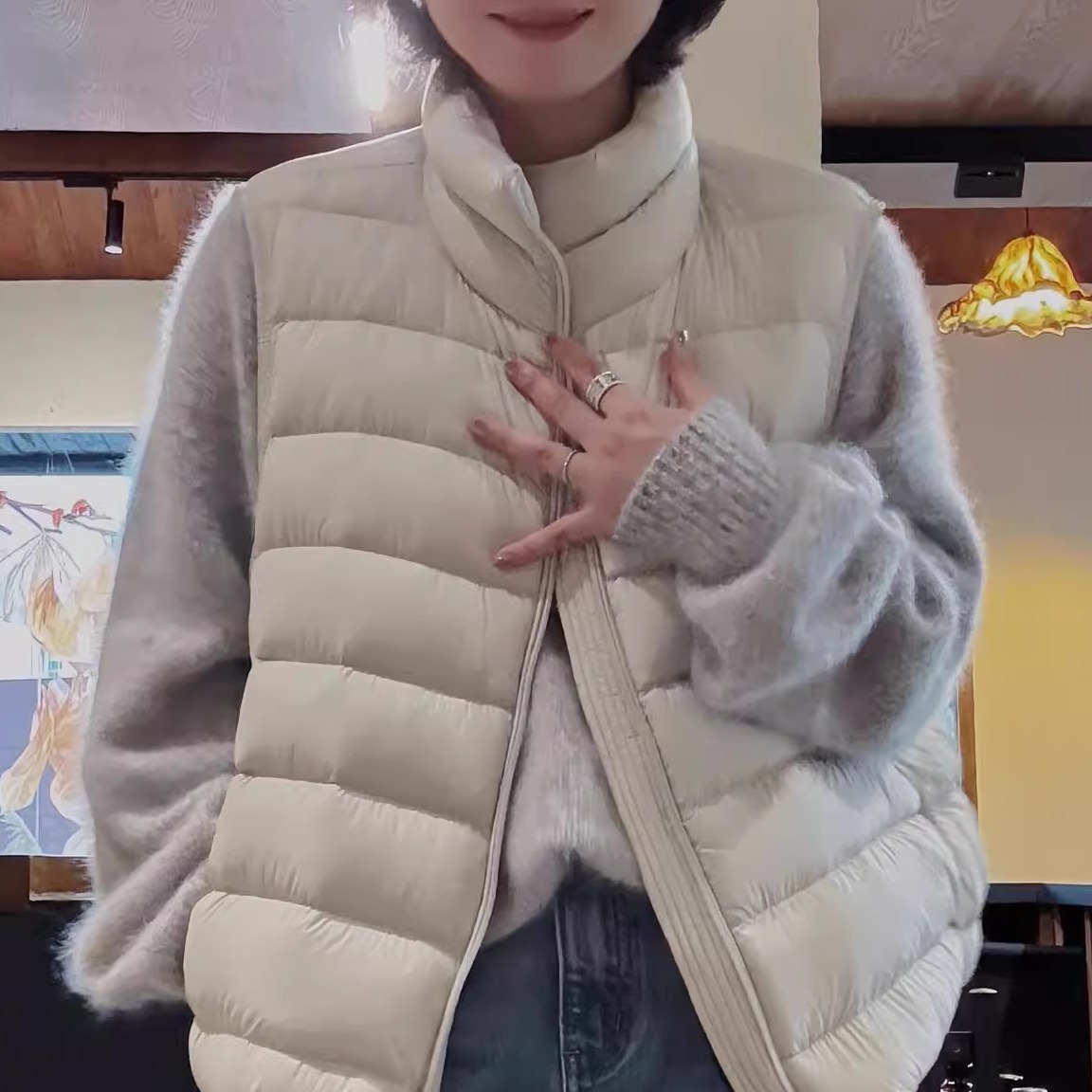 专柜大牌撤回尾单捡漏外贸高端羽绒马甲短款背心高级感小个子坎肩