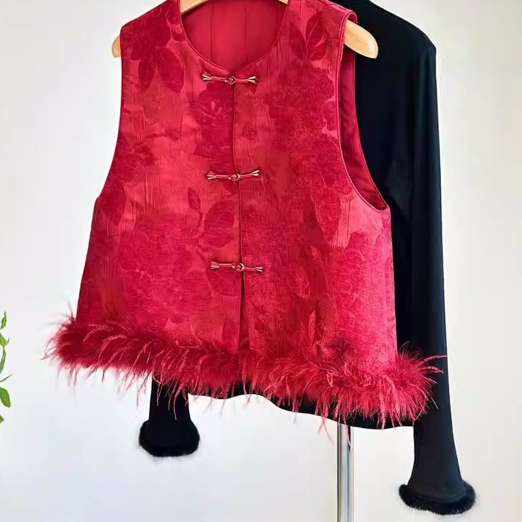 专柜大牌撤回尾单捡漏外贸高端红色国风新年拜年服马甲女盘扣唐装,女装/女士精品,马夹,淘宝优惠券,粉丝福利购,淘宝优惠卷