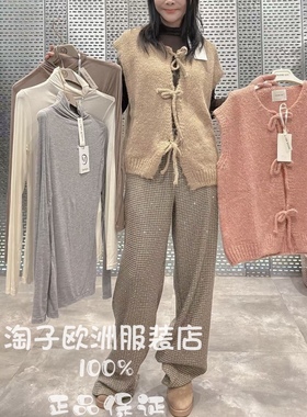 意大利品牌you decide正品时尚系带开衫针织马夹背心上衣2025秋冬