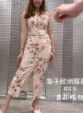 意大利品牌joleen正品复古印花套装（背心上衣+半身裙）2026春夏