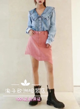 特价意大利品牌dalla a正品翻领牛仔系扣衬衫上衣百搭秋冬女现货