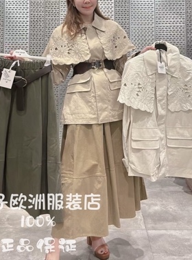 意大利品牌michelle正品时尚花朵图案风衣开衫外套上衣2026春夏女